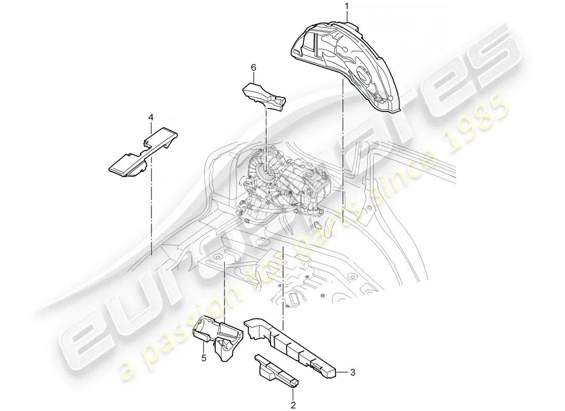 porsche 2007 (cayenne e1 9pa) absorbente de sonido diagrama de piezas