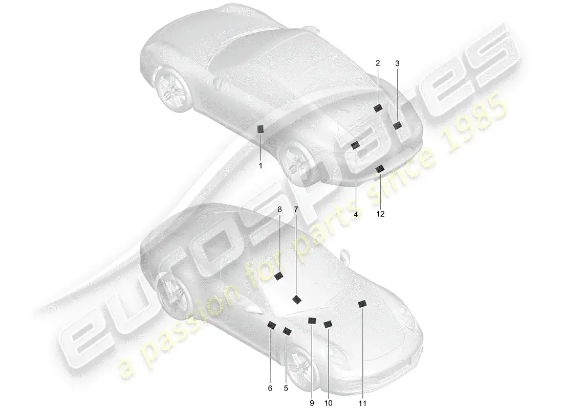 porsche 2012 (991-1) señales/avisos diagrama de piezas