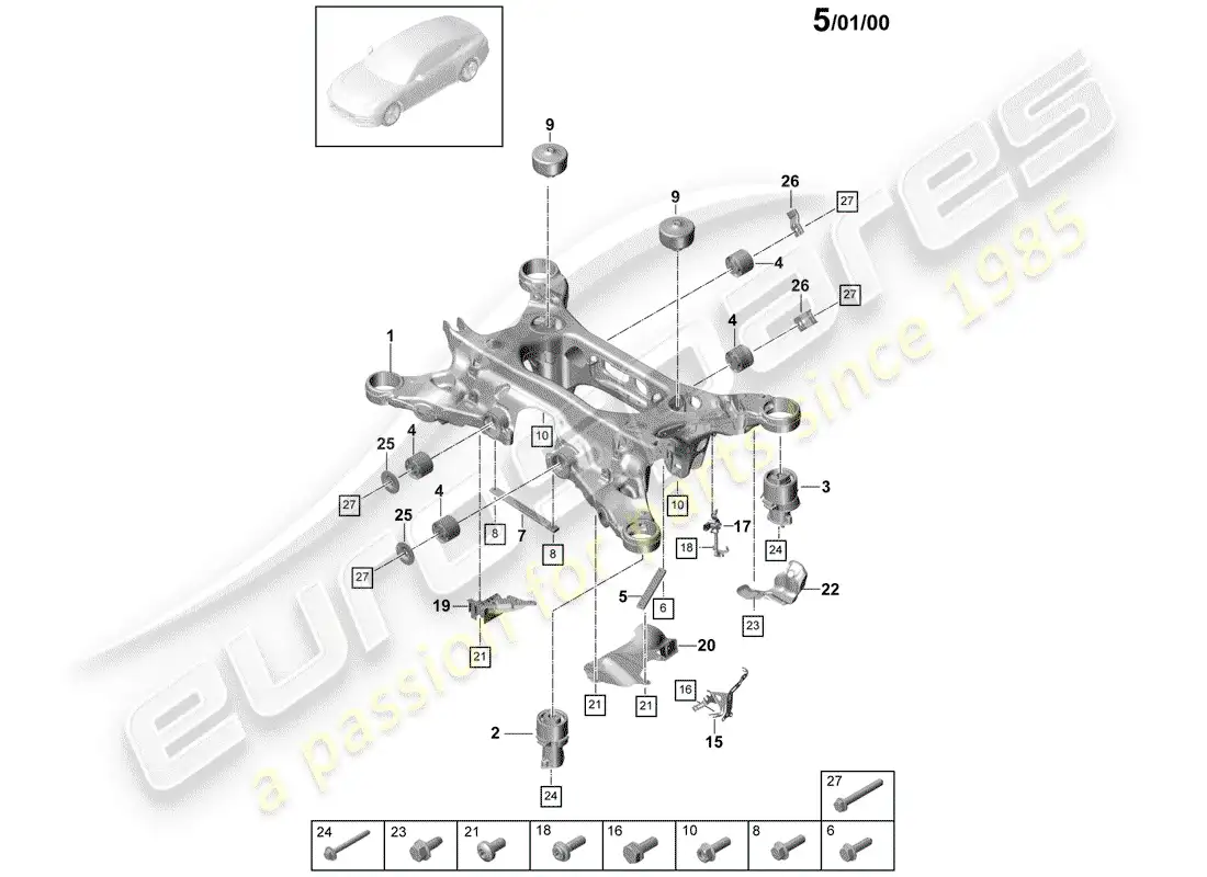 porsche 2017 (panamera 971-1) submarco diagrama de piezas