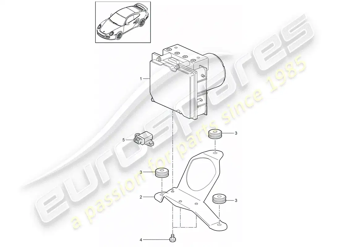 porsche 2011 (997-2 turbo / gt2 rs) diagrama de piezas de la unidad hidráulica