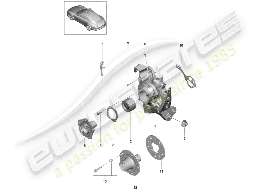 porsche 2013 (991-1) eje posterior diagrama de piezas