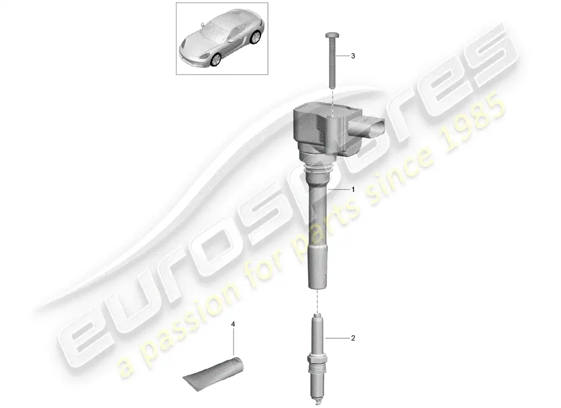 porsche 2020 (718 cayman) sistema de encendido diagrama de piezas