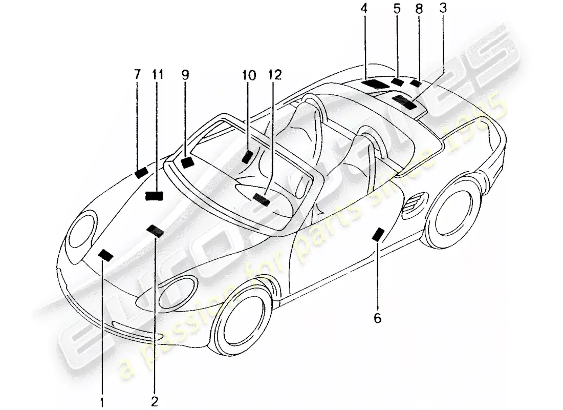 porsche 2001 (986 boxster) señales/avisos diagrama de piezas