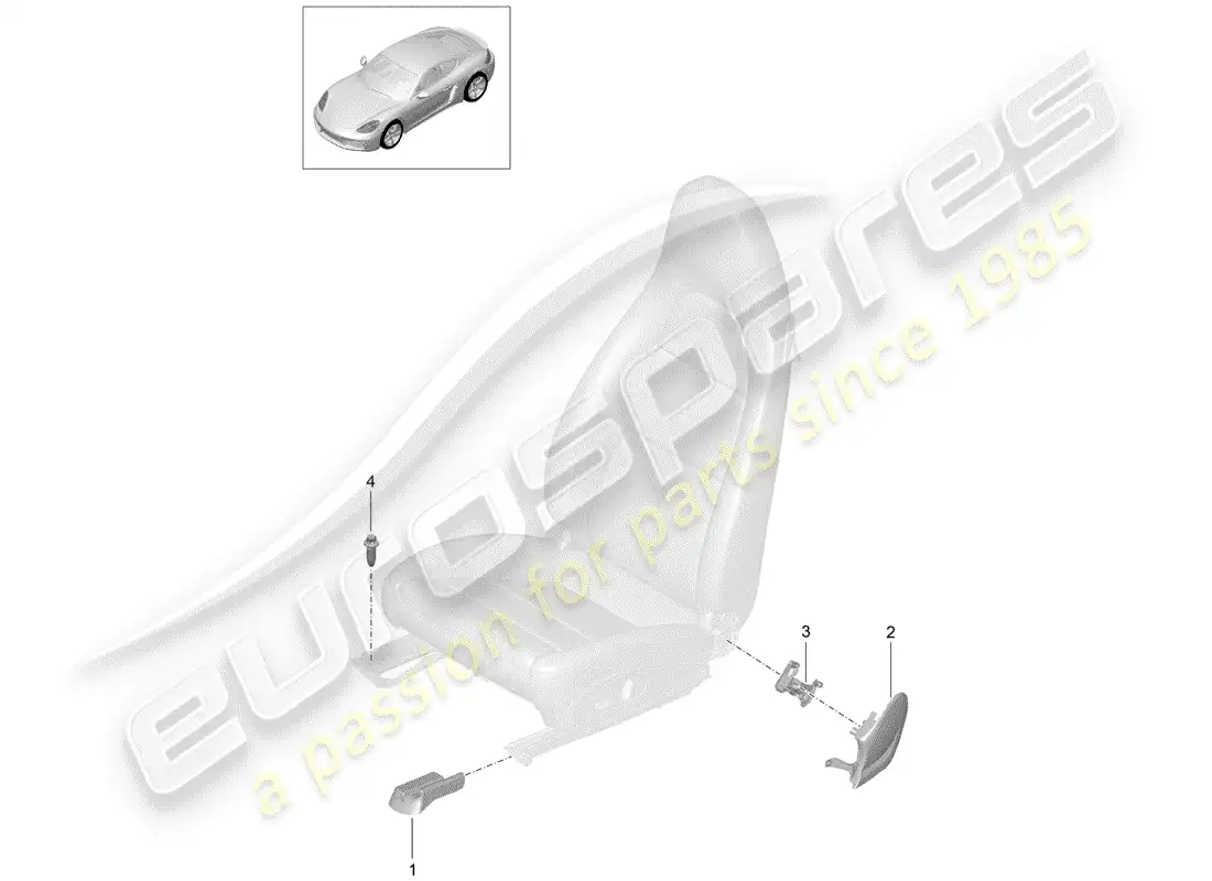 porsche 2018 (718 cayman) asiento deportivo diagrama de piezas