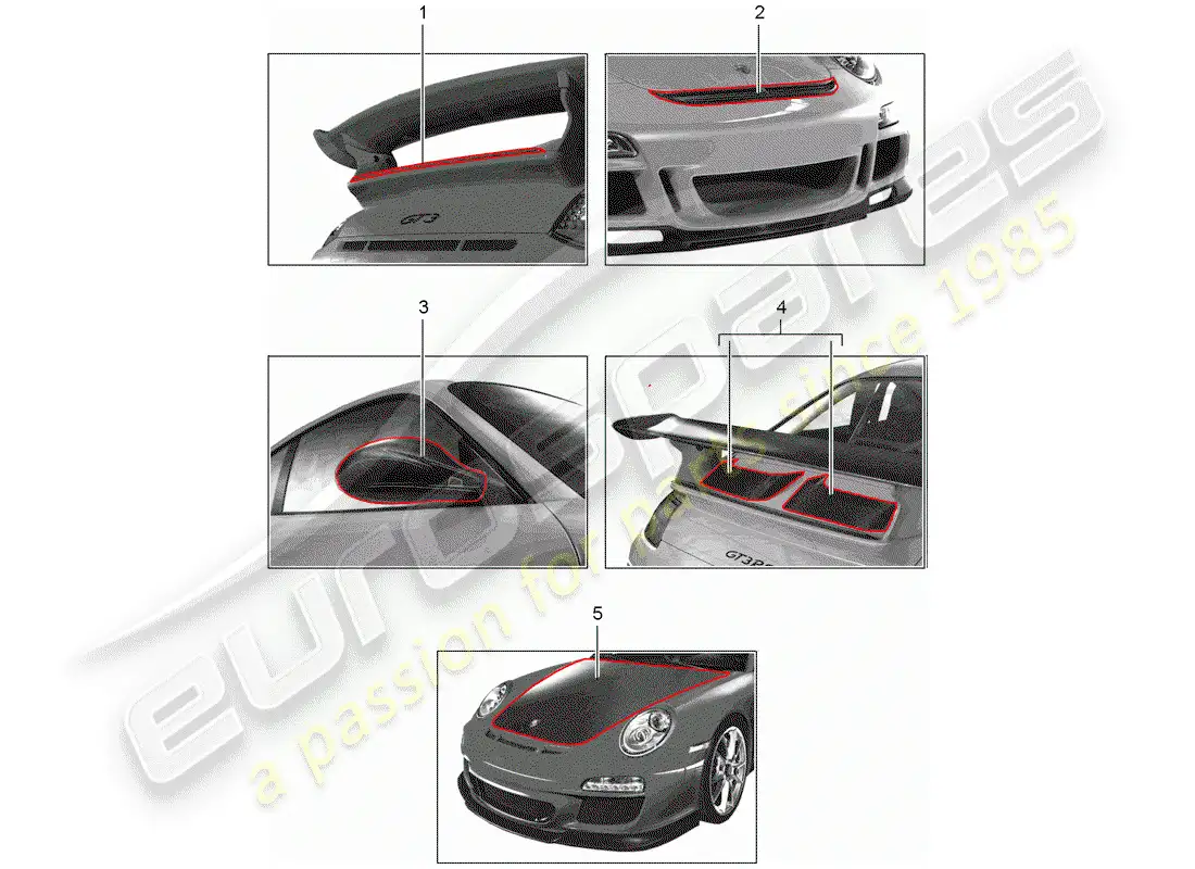 porsche 2007 (tequipment) deportes de motor diagrama de piezas
