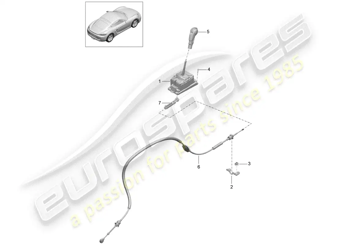 porsche 2019 (718 cayman) palanca selectora diagrama de piezas