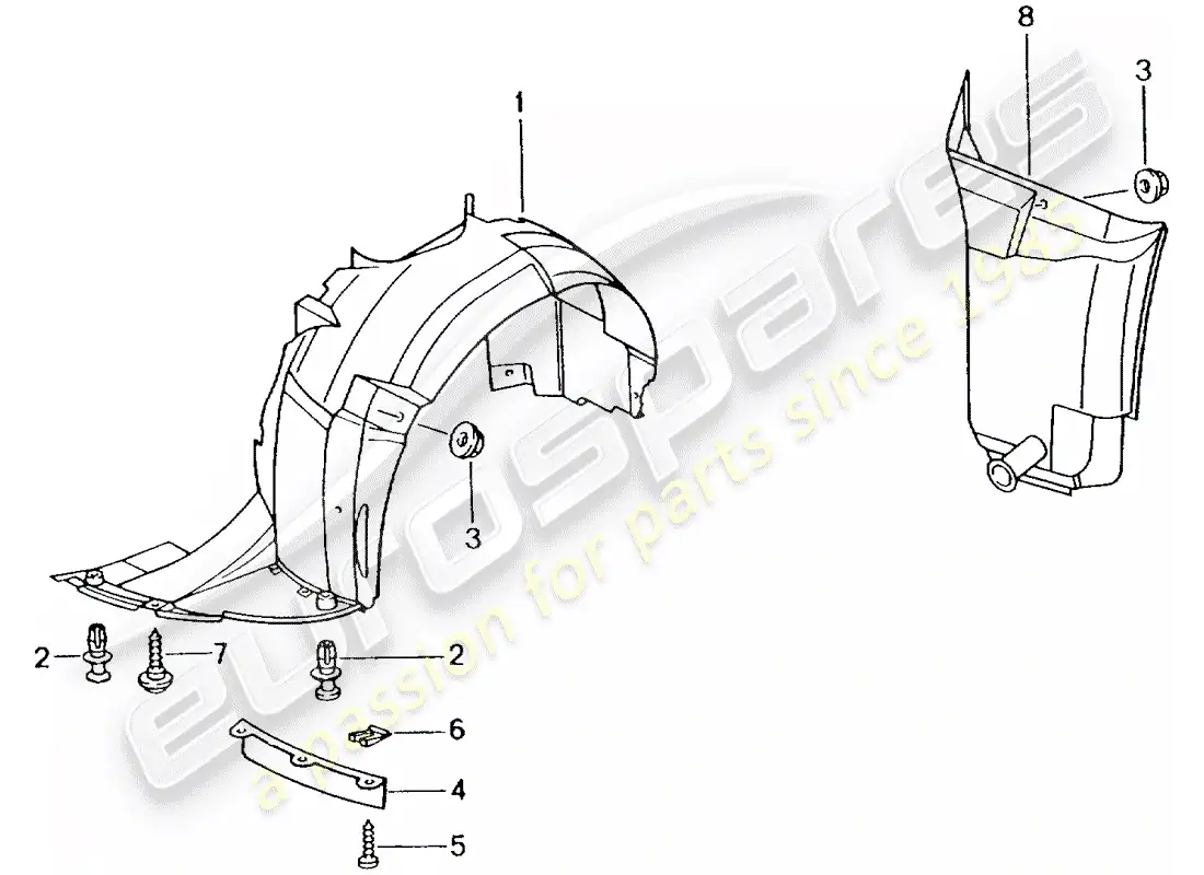 porsche 2001 (986 boxster) embellecedor - paso de rueda diagrama de piezas