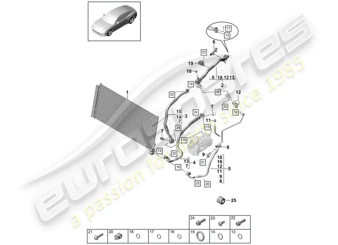 porsche 2018 (panamera 971-1) circuito refrigerante diagrama de piezas