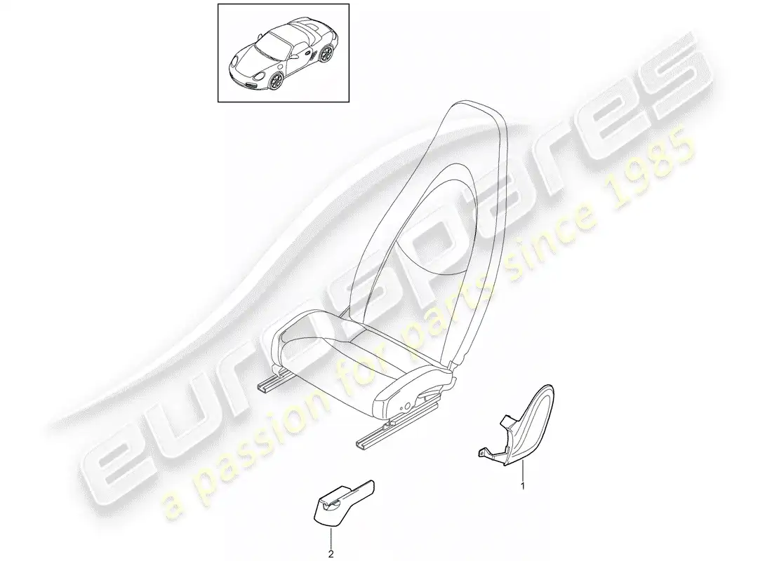 porsche 2011 (987 boxster) asiento delantero diagrama de piezas
