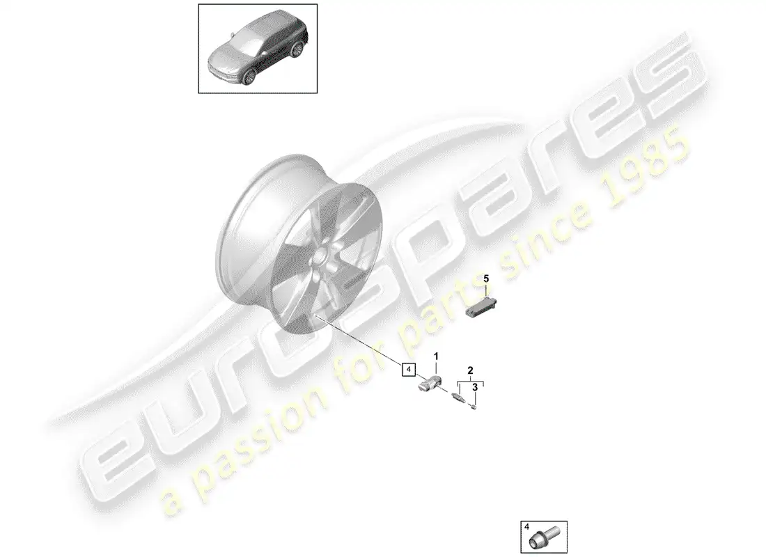 porsche 2019 (cayenne e3 9ya/9yb) sistema de control de presión de neumáticos diagrama de piezas