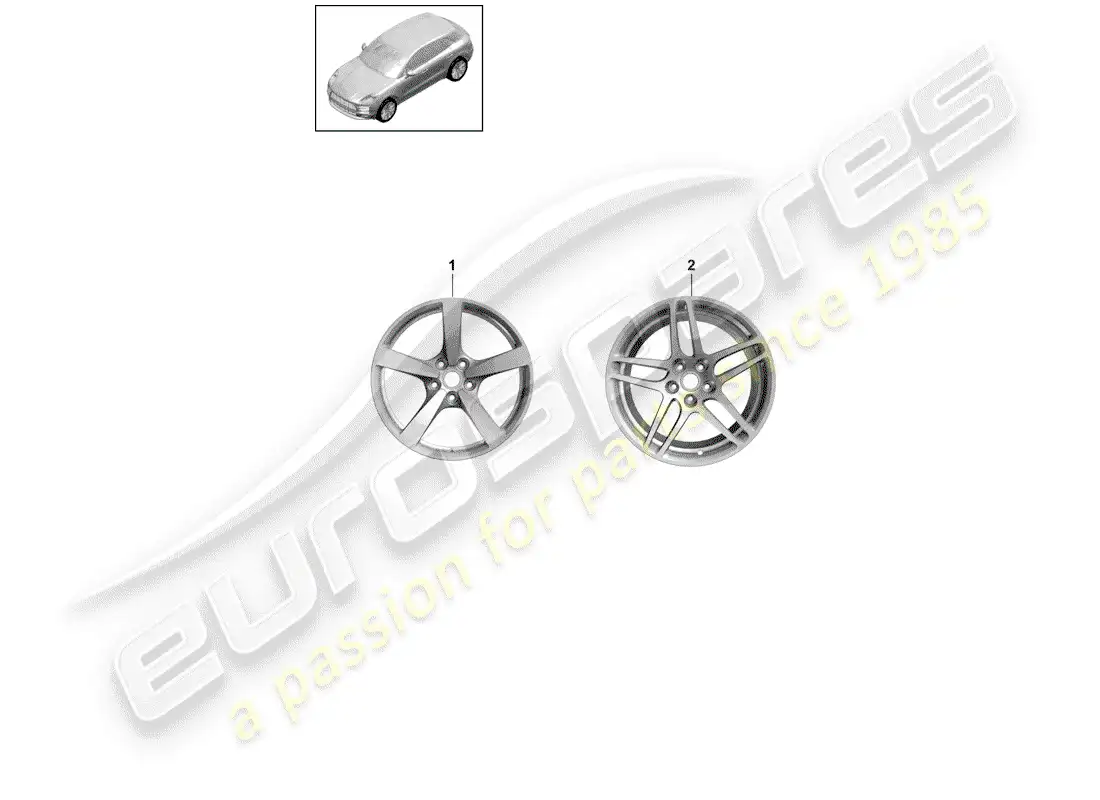 porsche 2019 (macan) rueda de aleación diagrama de piezas