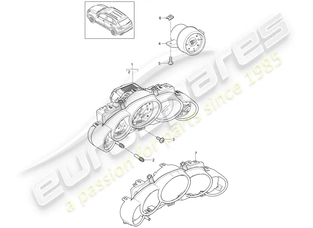 porsche 2016 (cayenne e2 92a) instruments diagrama de piezas
