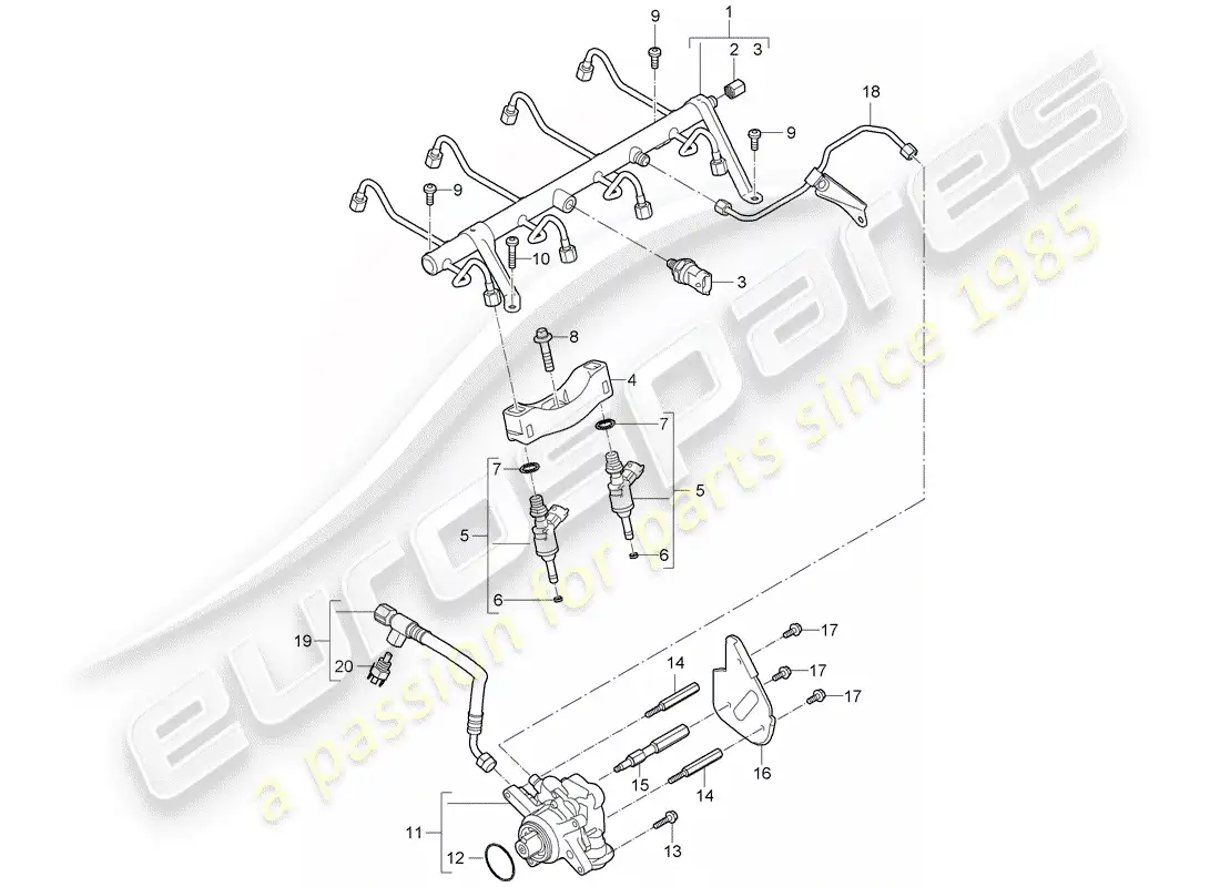 porsche 2010 (cayenne e1 9pa) tubo de recogida de combustible diagrama de piezas