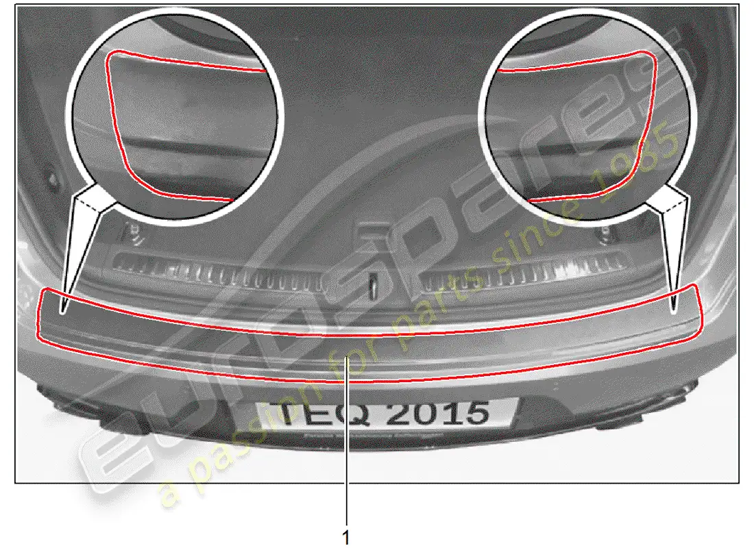 porsche 2018 (tequipment macan) protección del borde de carga diagrama de piezas