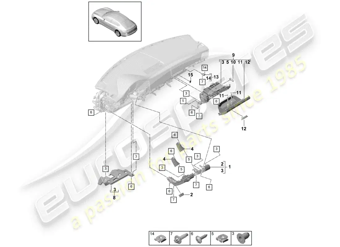 porsche 2019 (panamera 971-1) accesorios diagrama de piezas