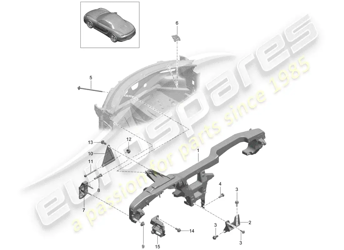porsche 2016 (981 boxster) marco de retención diagrama de piezas