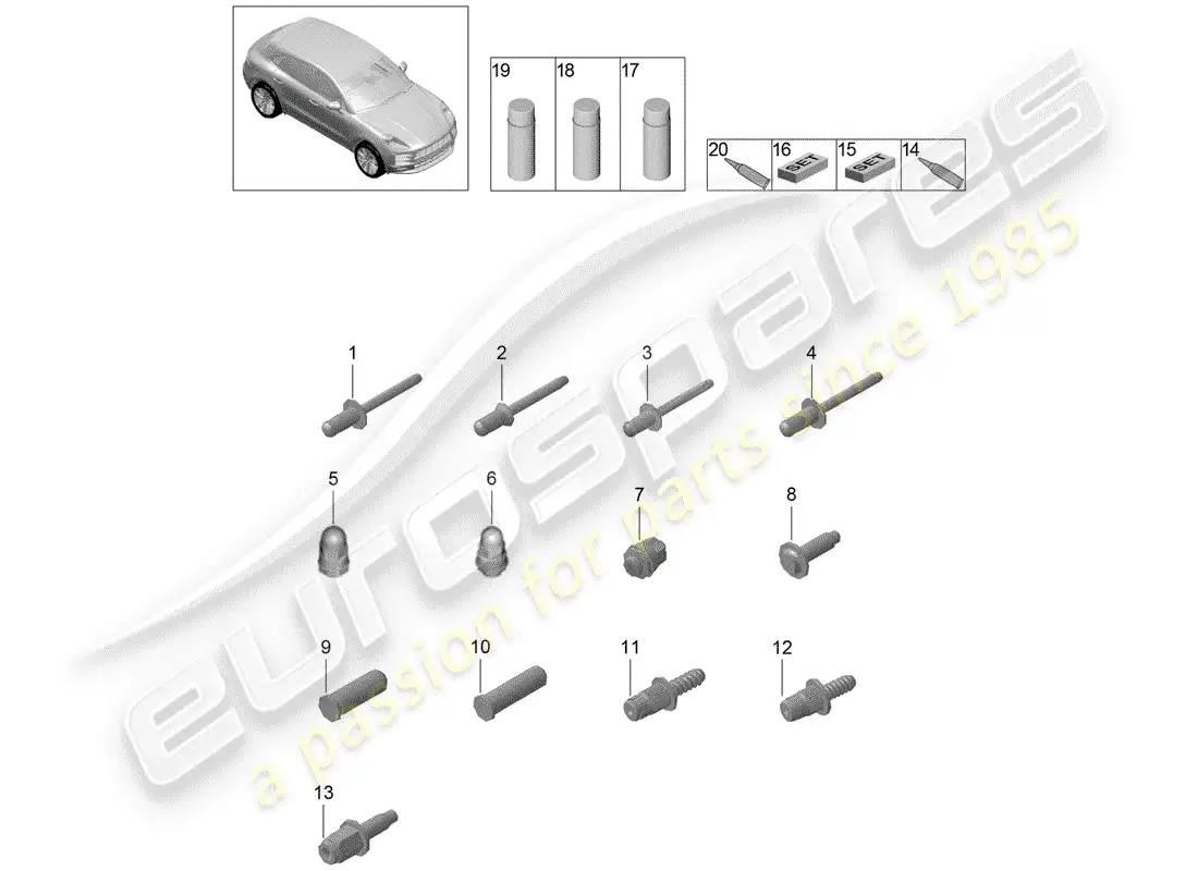 porsche 2020 (macan) fasteners diagrama de piezas