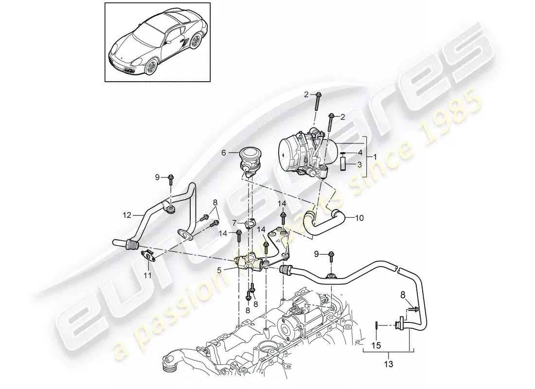 porsche 2011 (987 cayman) inyección de aire diagrama de piezas