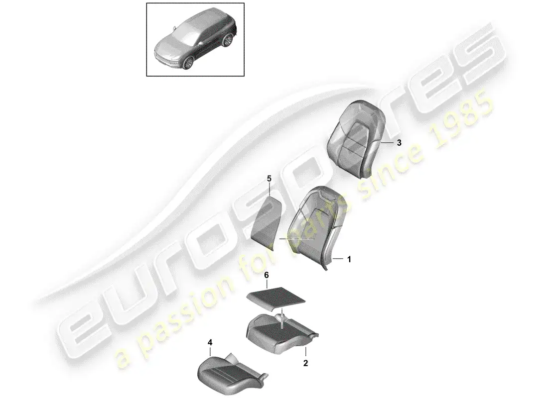 porsche 2020 (cayenne e3 9ya/9yb) parte de espuma diagrama de piezas