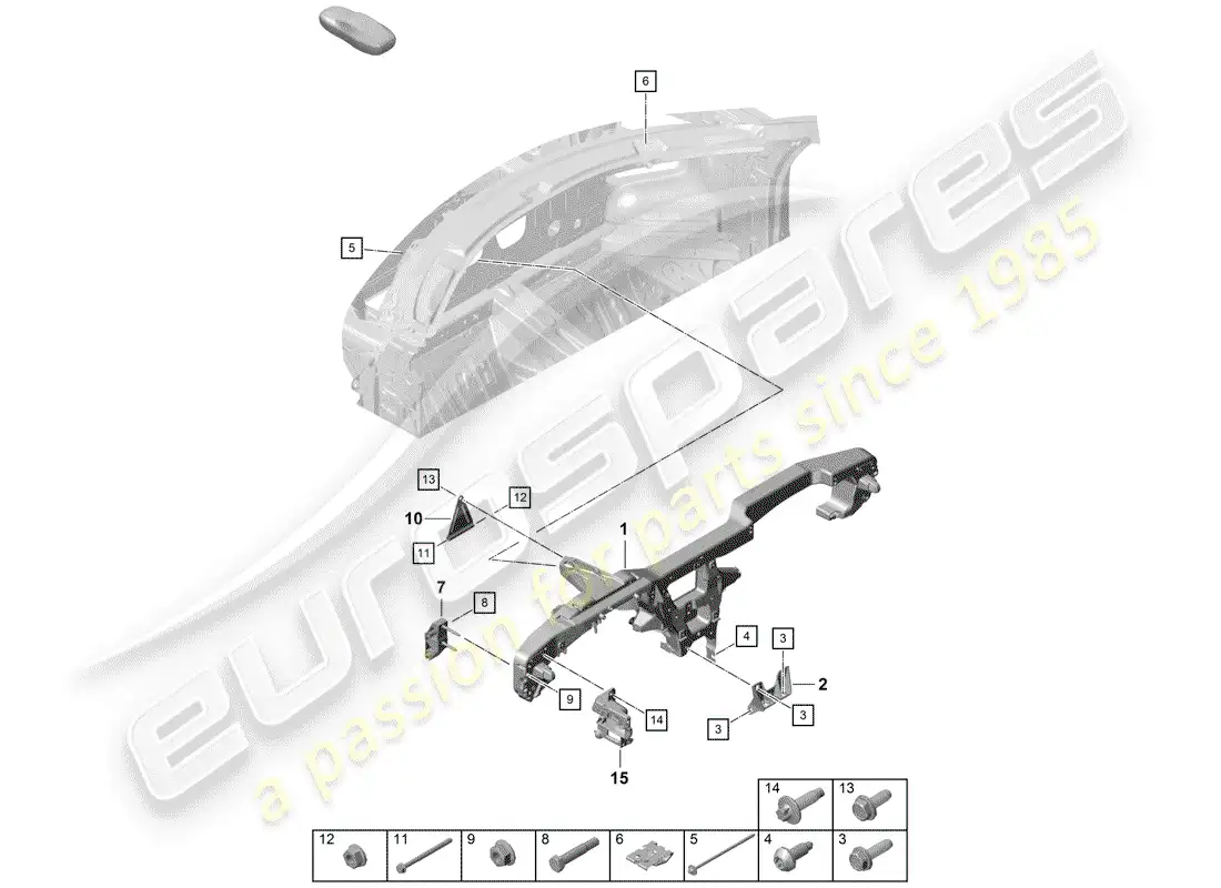 porsche 2019 (718 boxster spyder) marco de retención diagrama de piezas