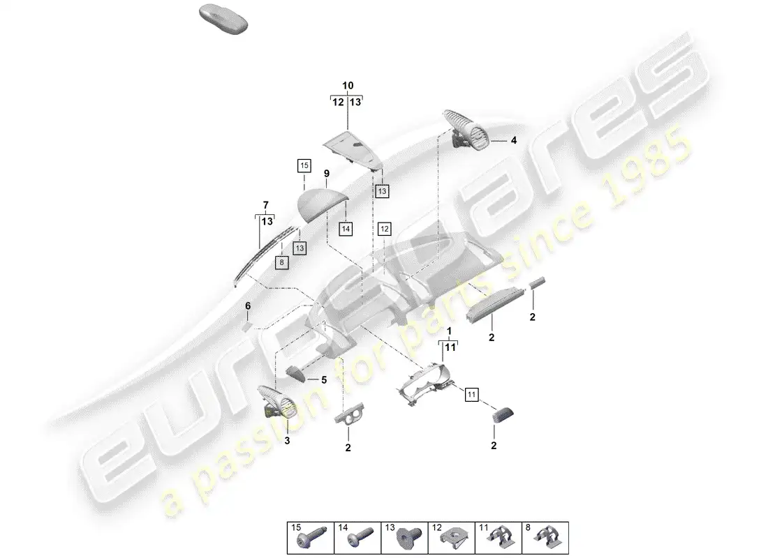 porsche 2020 (718 boxster spyder) accesorios diagrama de piezas
