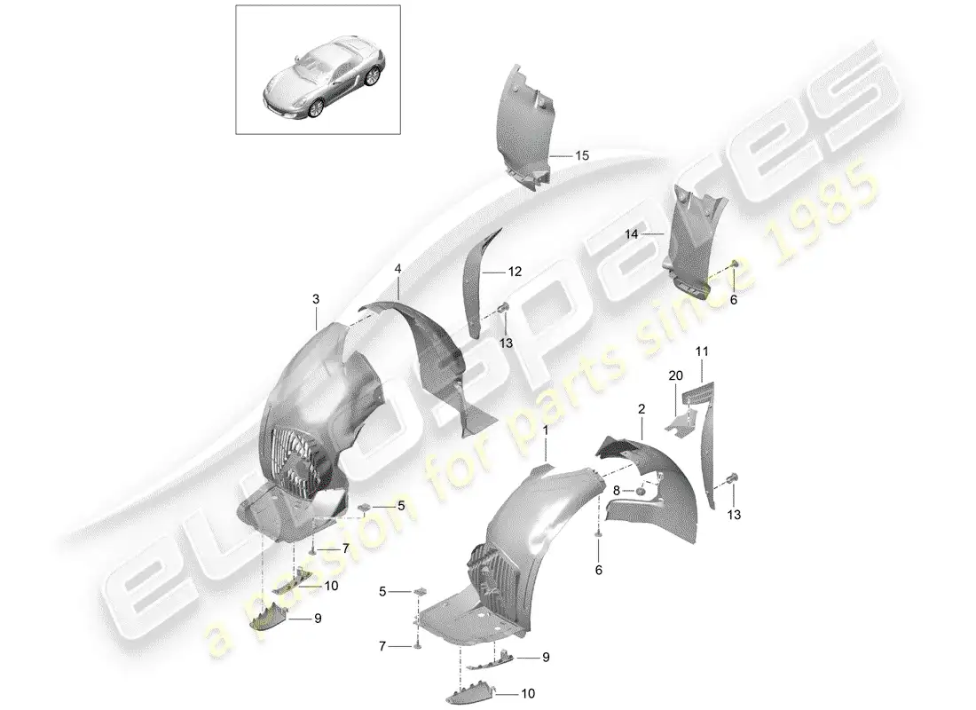 porsche 2016 (981 boxster) adornos diagrama de piezas