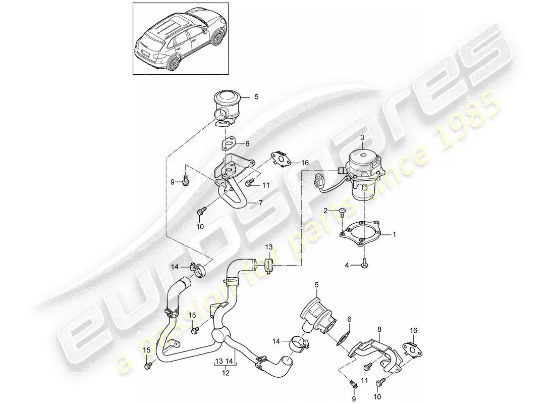 porsche 2017 (cayenne e2 92a) bomba de aire secundario diagrama de piezas