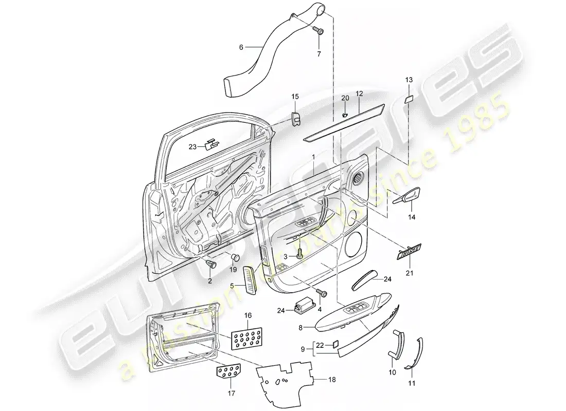 porsche 2006 (cayenne e1 9pa) panel de la puerta diagrama de piezas