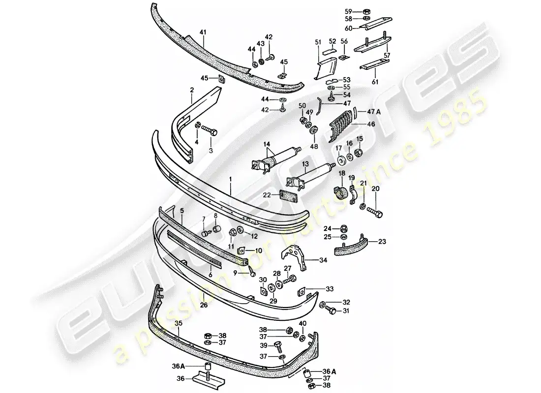 porsche 1981 (911) parachoque diagrama de piezas