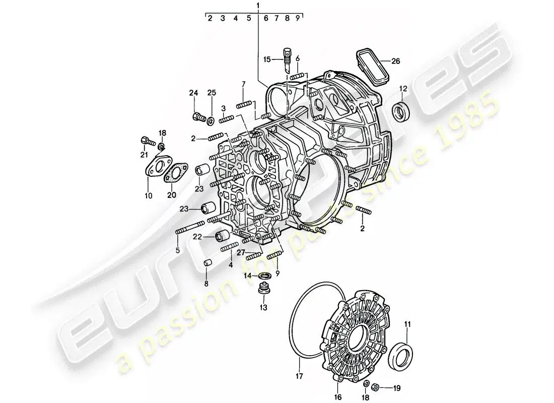 porsche 1987 (911) transmisión de reemplazo - caja de transmisión diagrama de piezas
