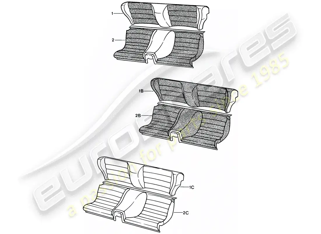 porsche 1988 (924s) asiento de emergencia - completo diagrama de piezas