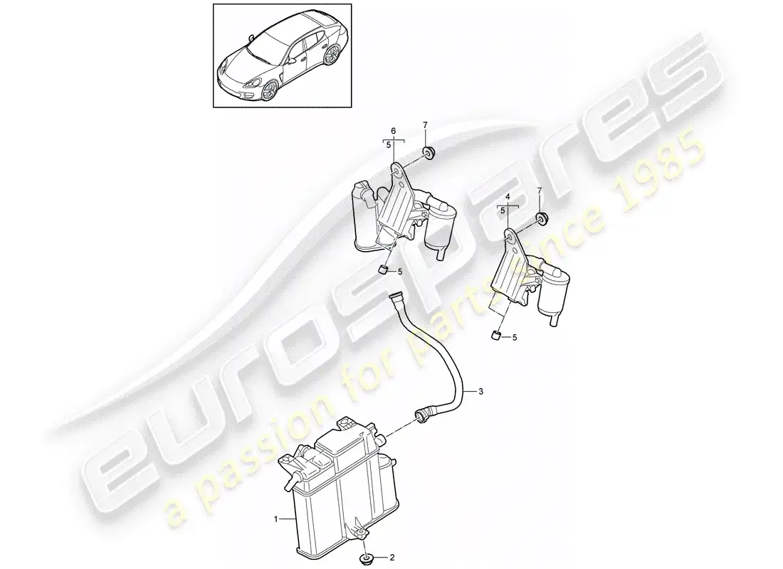 porsche 2011 (panamera 970) bote de emisiones evaporativas diagrama de piezas
