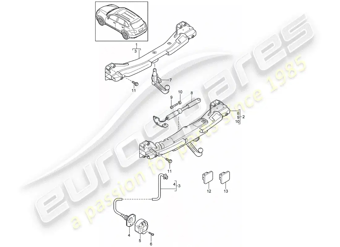 porsche 2012 (cayenne e2 92a) enganche de remolque diagrama de piezas