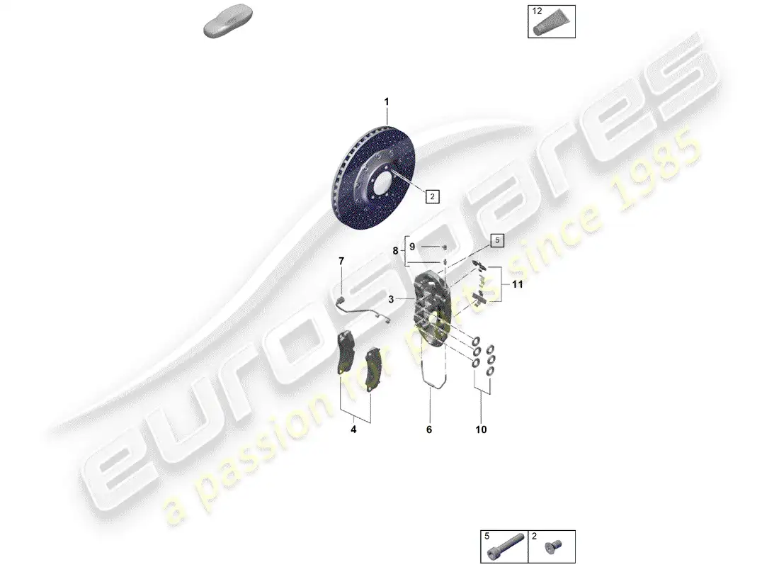 porsche 2019 (718 boxster spyder) frenos de disco diagrama de piezas