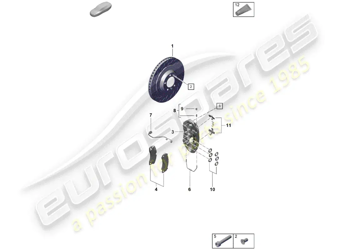 porsche 2020 (718 boxster spyder) frenos de disco diagrama de piezas