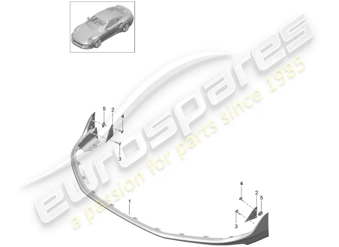porsche 2019 (991-2 turbo) spoiler delantero diagrama de piezas