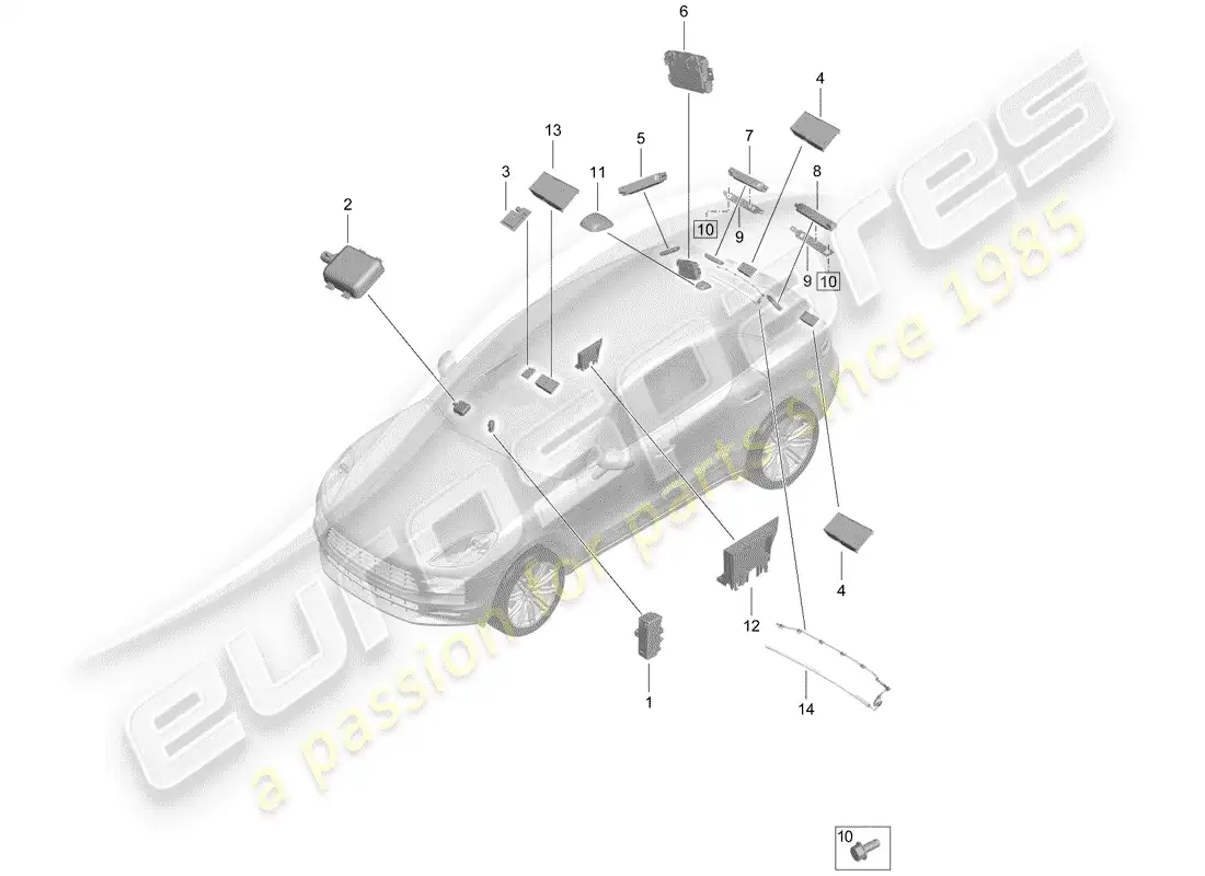 porsche 2019 (macan) antena diagrama de piezas