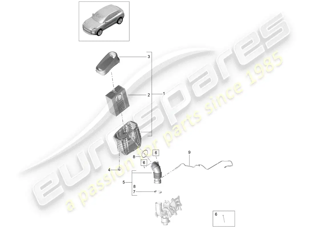 porsche 2019 (macan) filtro de aire diagrama de piezas