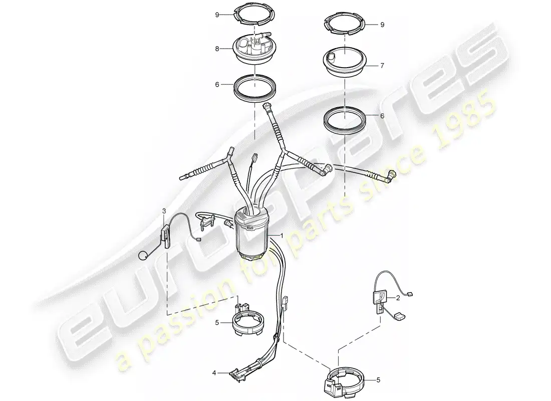 porsche 2010 (cayenne e1 9pa) depósito de combustible diagrama de piezas