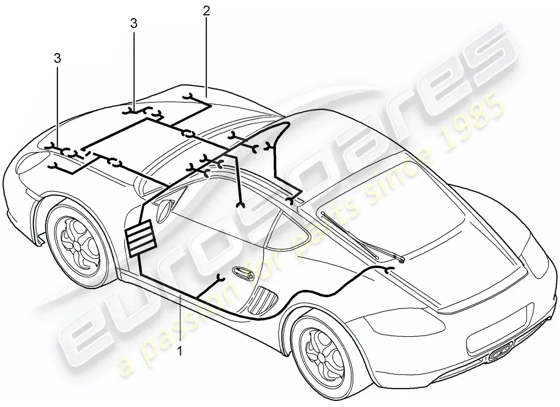 porsche 2010 (987 cayman) cableando arneses diagrama de piezas