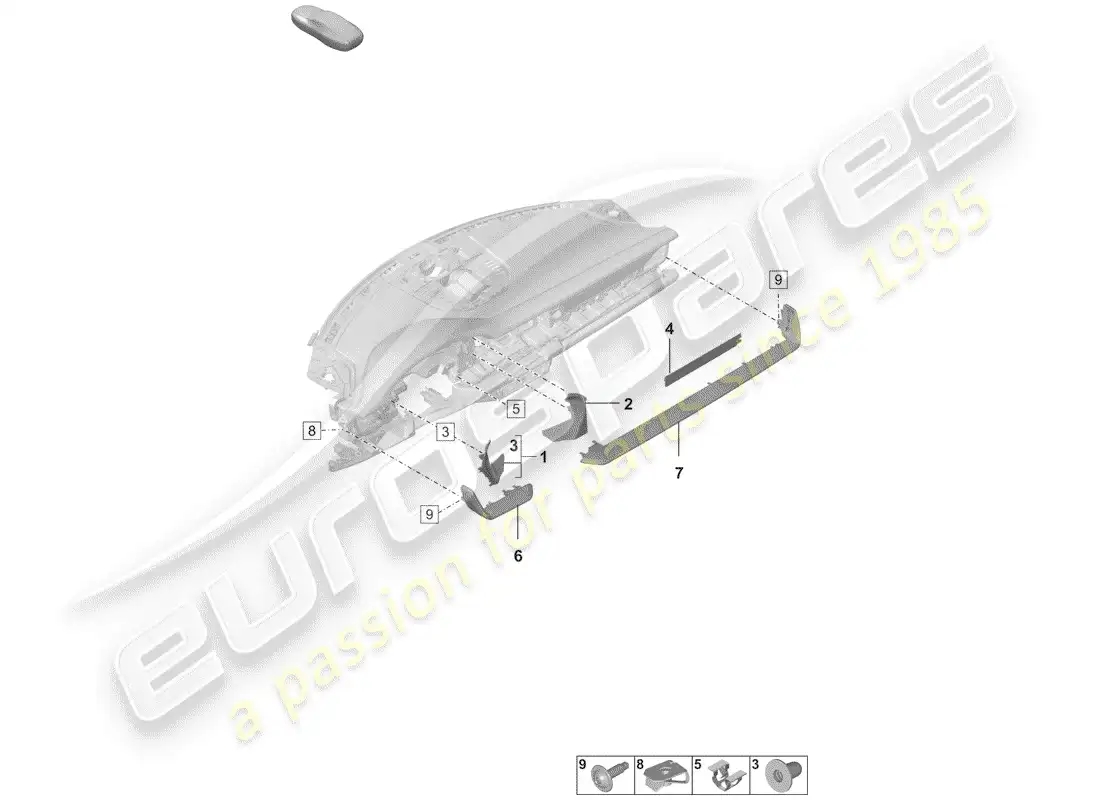 porsche 2019 (992-1) accesorios diagrama de piezas