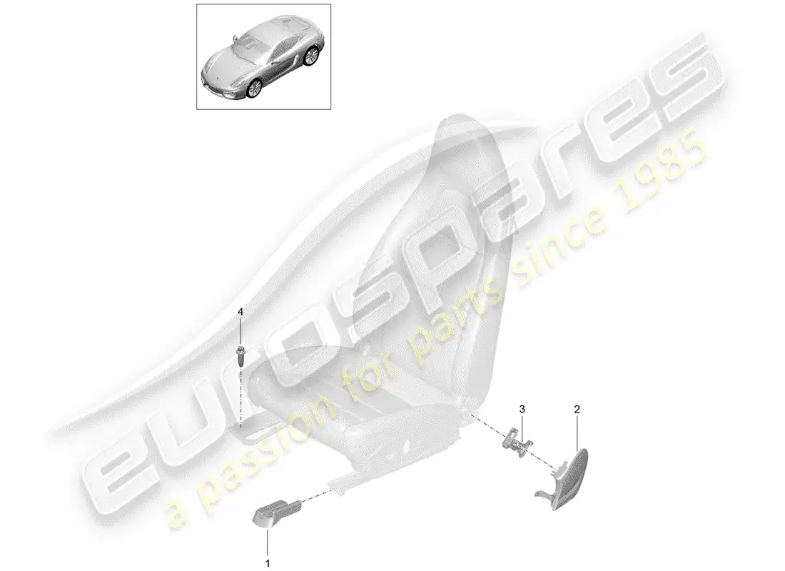 porsche 2015 (981 cayman) asiento delantero diagrama de piezas