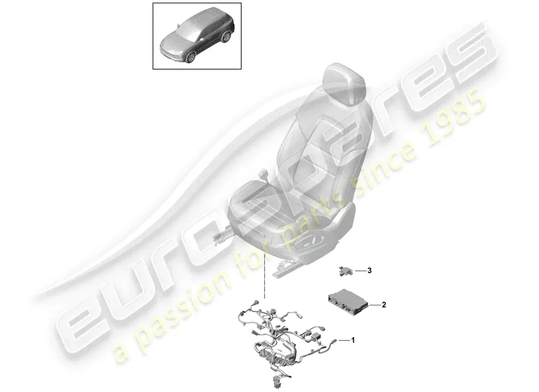 porsche 2020 (cayenne e3 9ya/9yb) cableando arneses diagrama de piezas