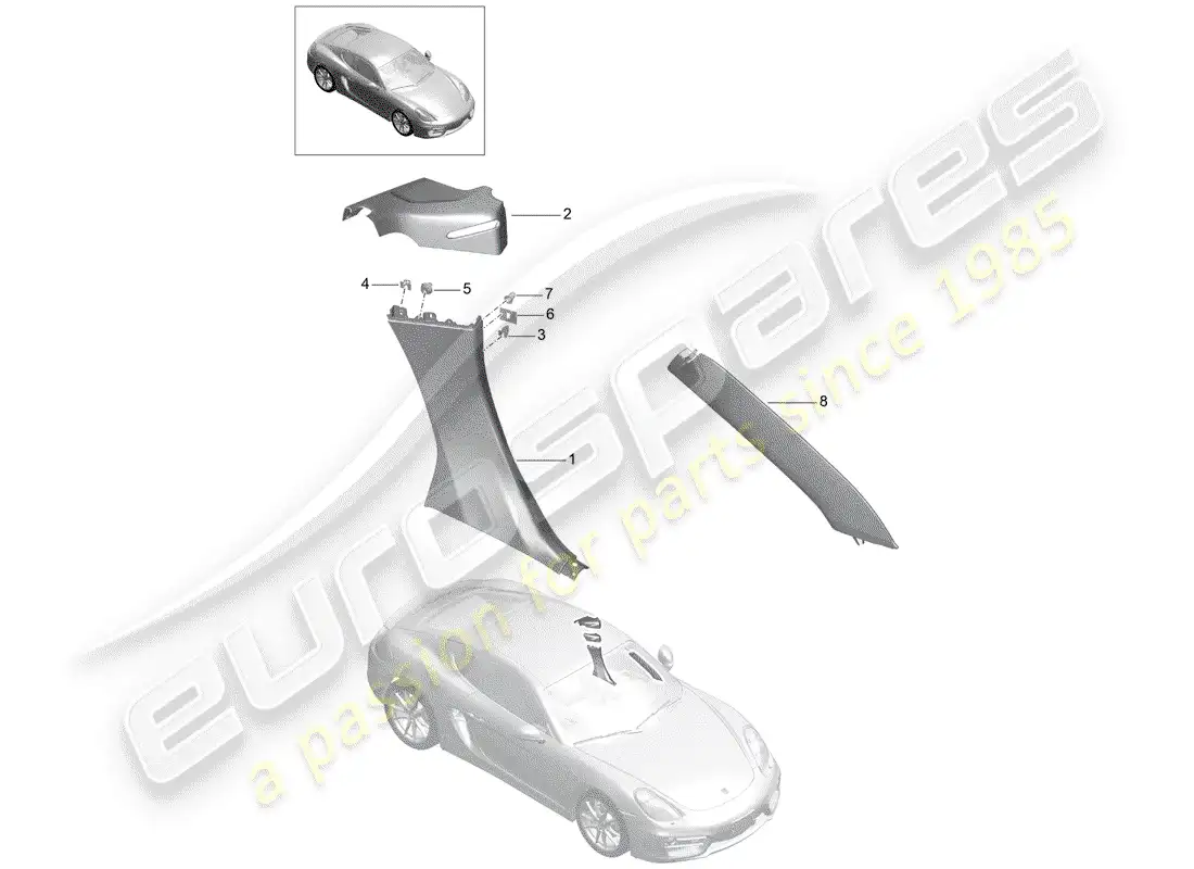 porsche 2014 (981 cayman) panel de adorno de cuarto diagrama de piezas
