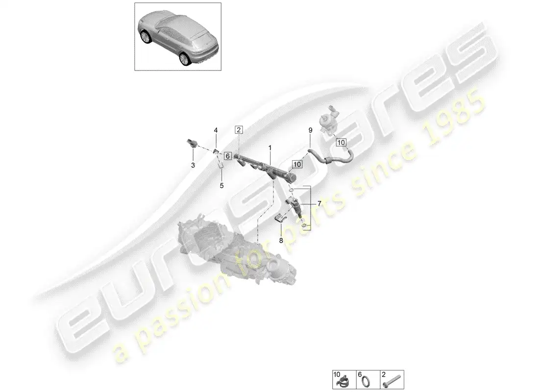 porsche 2019 (macan) tubo de recogida de combustible diagrama de piezas