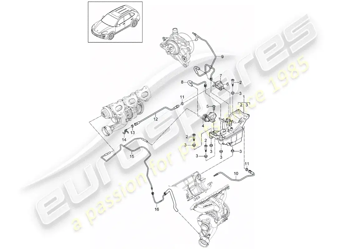 porsche 2013 (cayenne e2 92a) diagrama de piezas del tanque de vacío