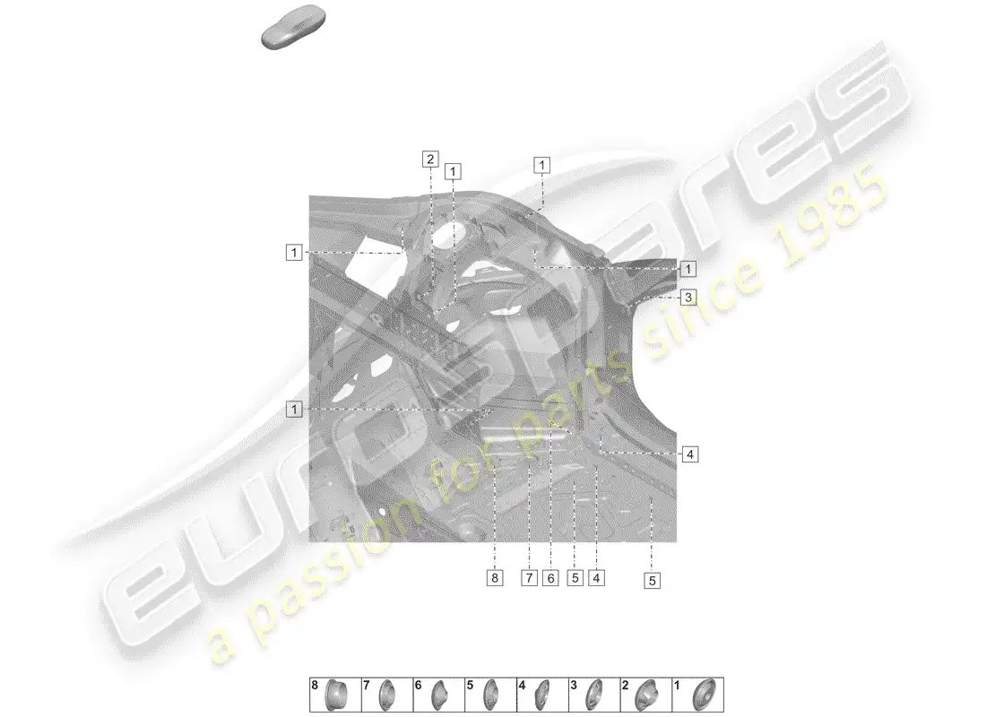 porsche 2020 (992-1) tapones para el cuerpo diagrama de piezas