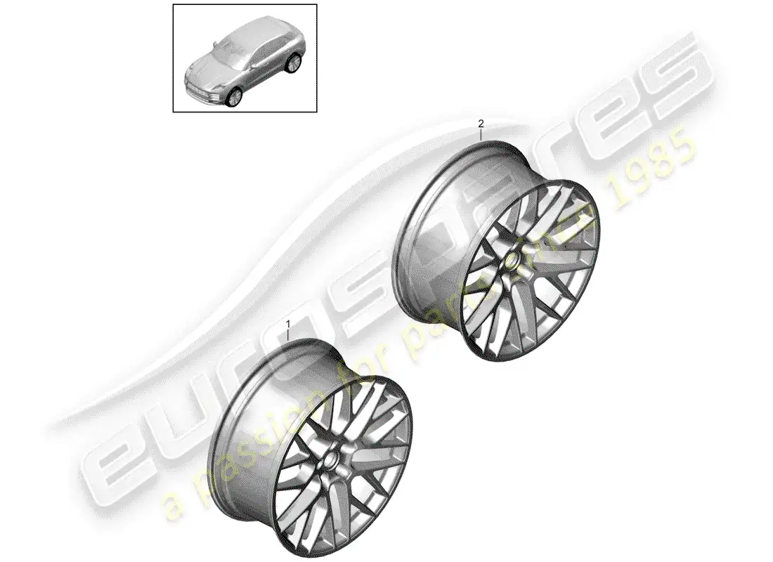porsche 2020 (macan) rueda de aleación diagrama de piezas