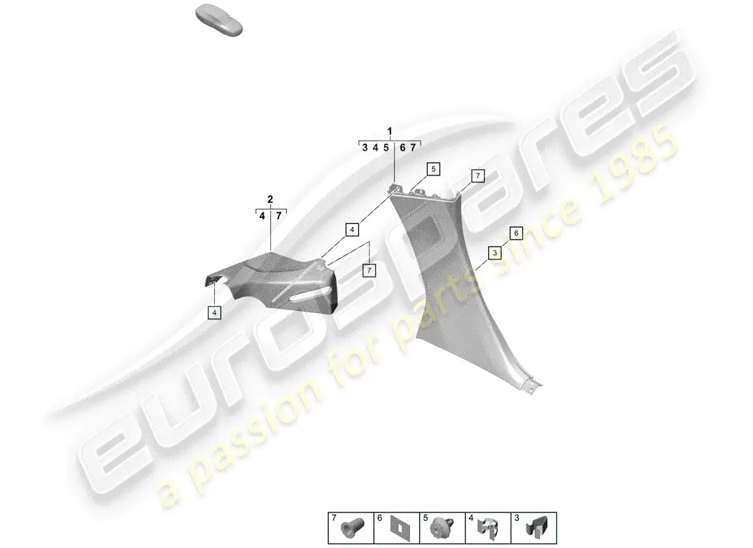 porsche 2020 (718 boxster spyder) adornos diagrama de piezas