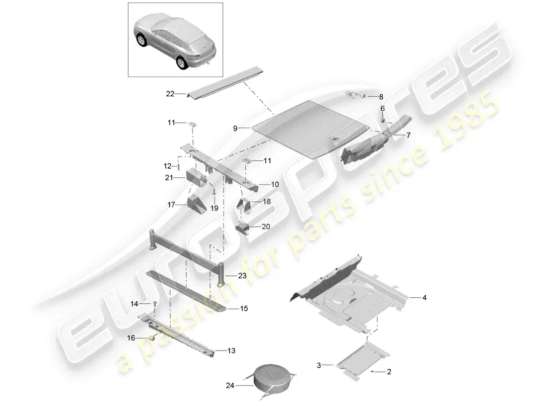 porsche 2018 (macan) diagrama de piezas del revestimiento